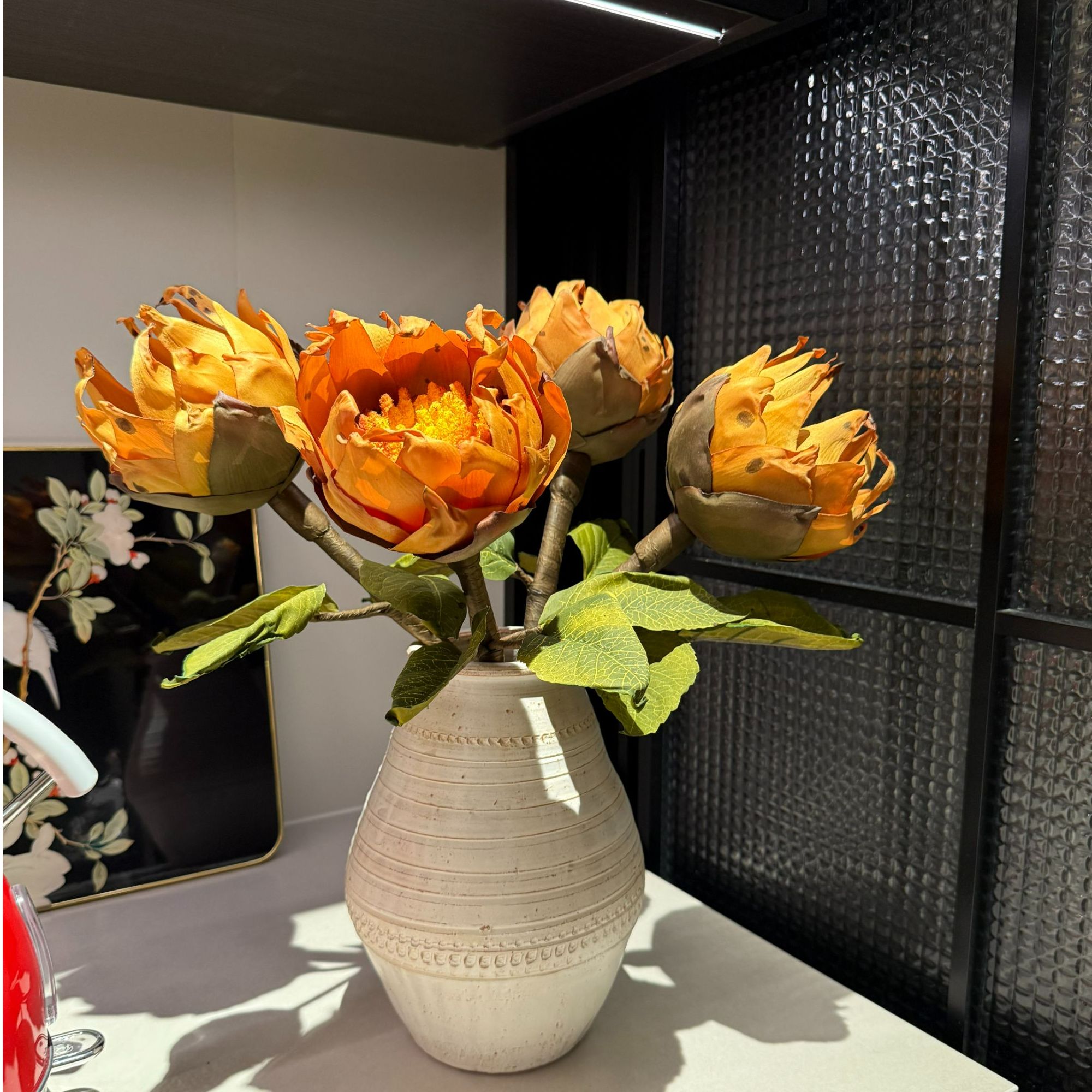 掬涵油画向日葵法式瓶艺术仿真花装饰客厅餐厅餐桌氛围感摆件【荐】