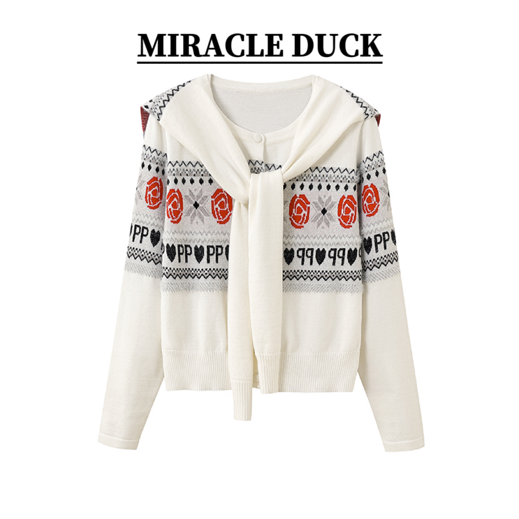 6号【海军红玫瑰】春秋冬时尚学院风海军领花朵刺绣针织衫C1859