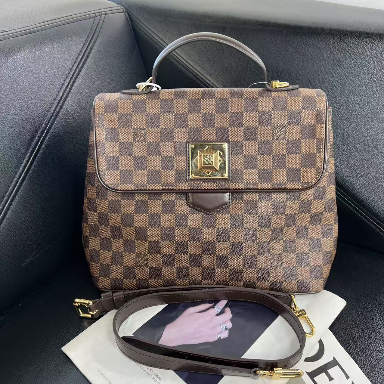 95新 LouisVuitton/路易威登 捐金沉珠/棋盘格手提单肩