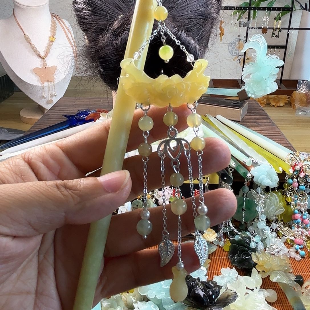 蛇纹石玉合金发饰