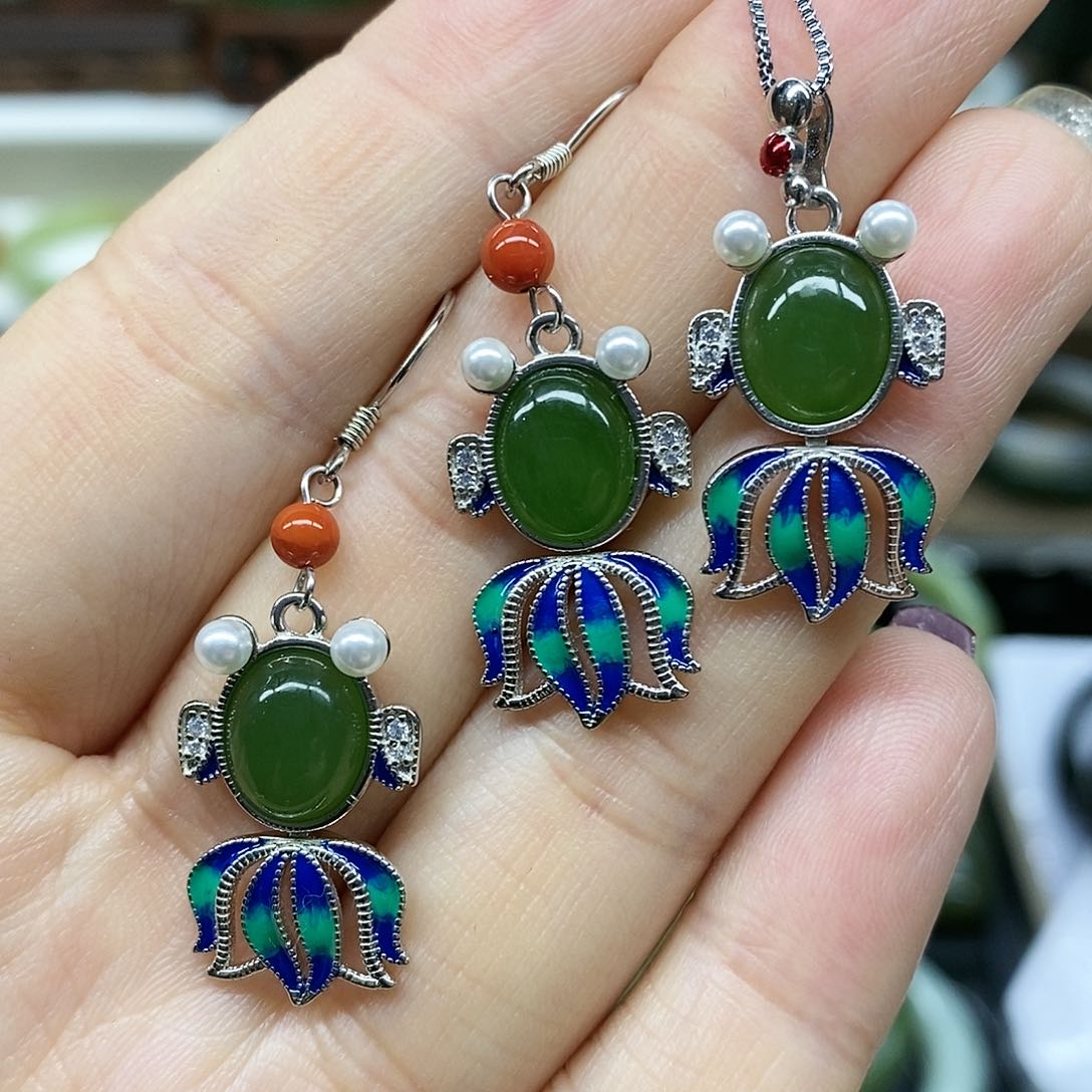 【闪购商品】和田玉（碧玉）颈饰银S925镶嵌