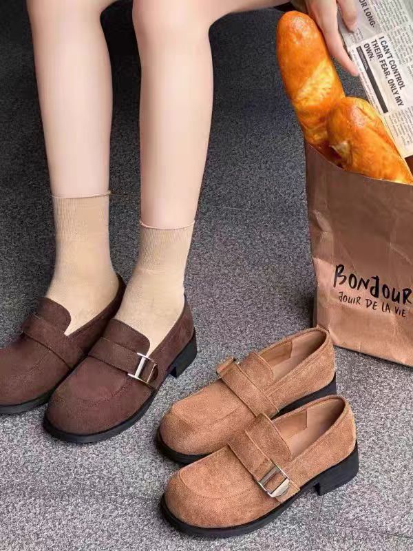 美拉德单鞋女款2025款英伦风小皮鞋粗跟复古增高乐福鞋  201