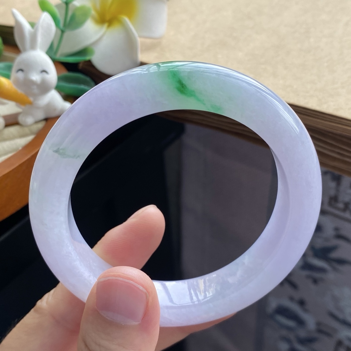 3.20批2096号翡翠手镯57.3-12.6-10正圈春彩色！带着仙气温柔的气