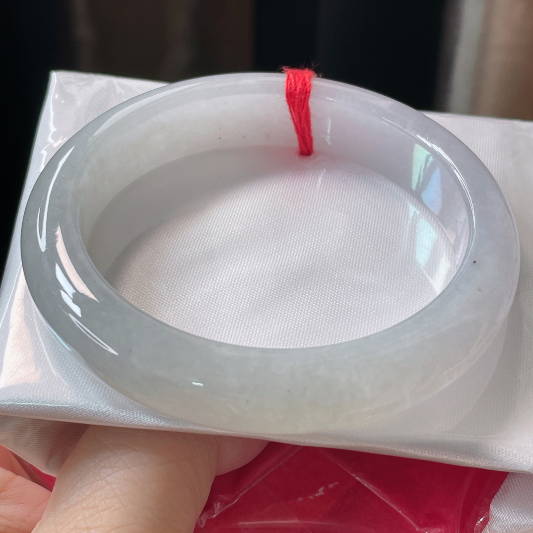 0118缅甸天然A货翡翠手镯56圈冰烟紫手镯时尚百搭女款冰透玉手镯