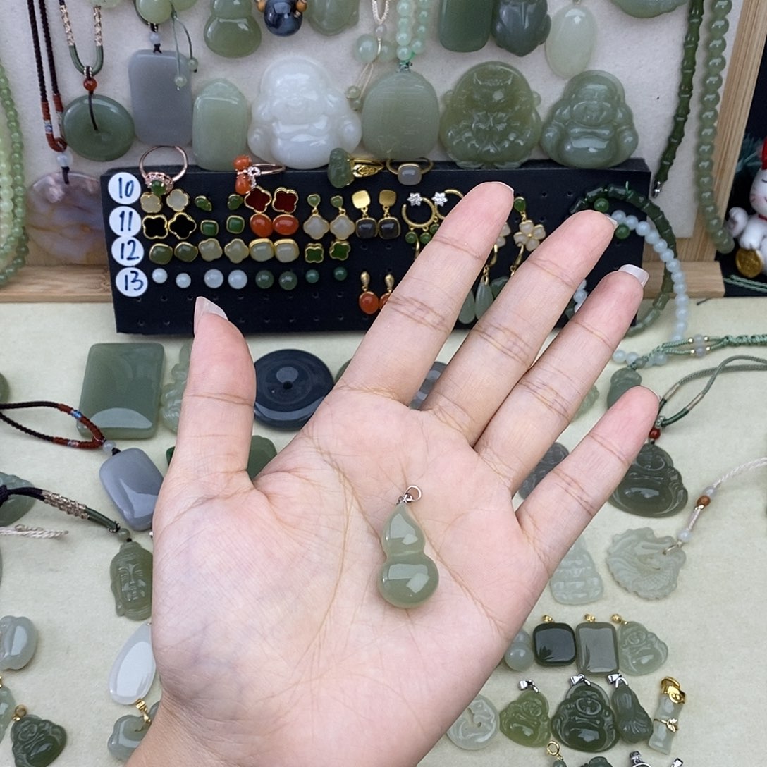 和田玉银S925镶嵌吊坠(不含链)