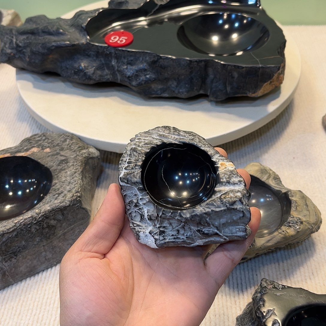 灵璧石原石砚台摆件