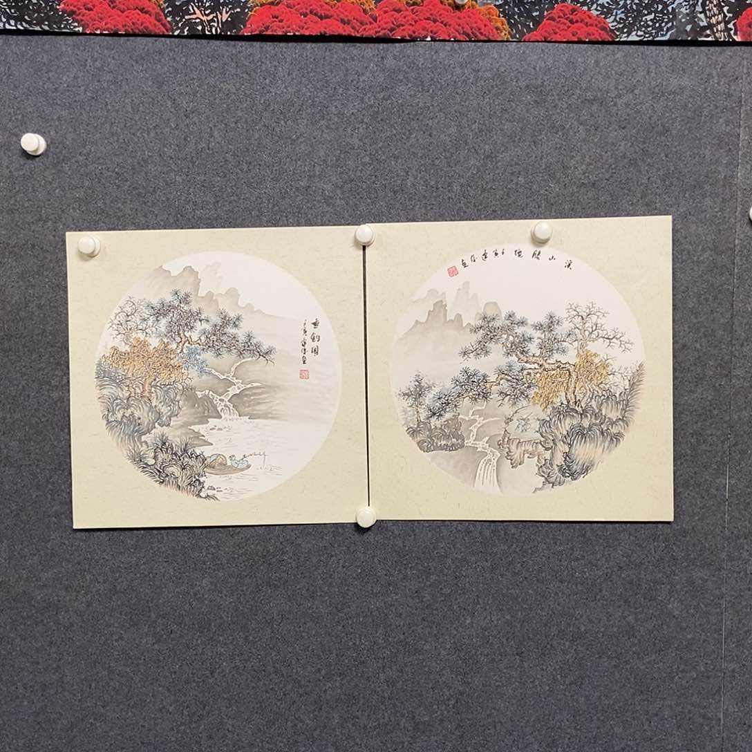 国画两幅精品卡纸山水