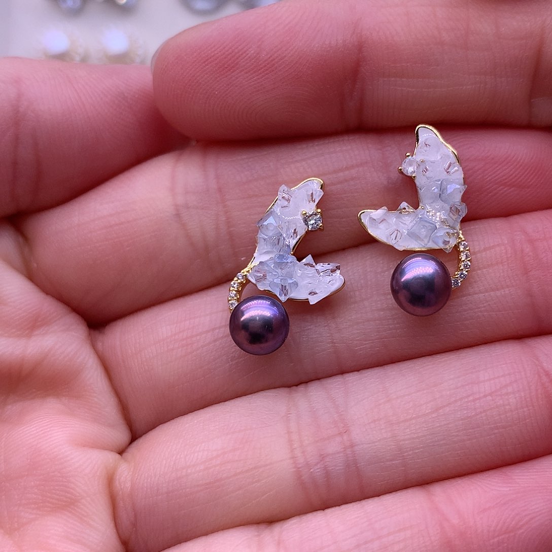 淡水珍珠耳饰合金