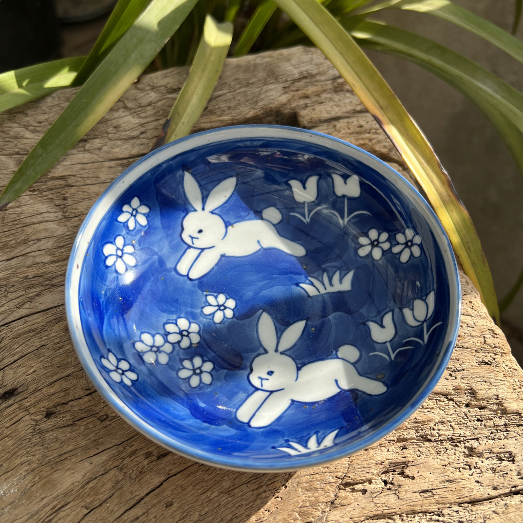 【近山古美】兔子火锅碟手工手绘釉下彩高温瓷