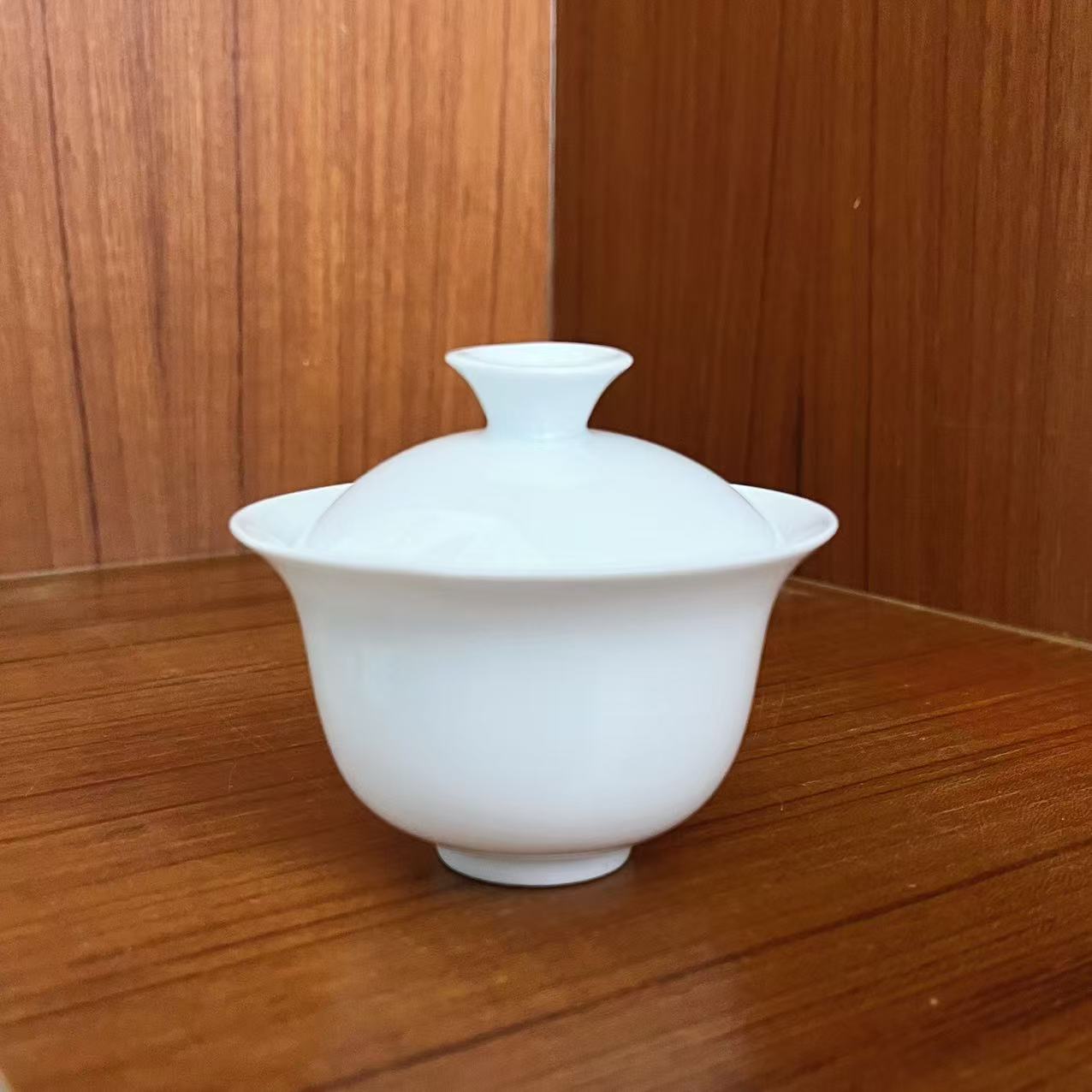 90ml纯白二才盖碗陶瓷茶具