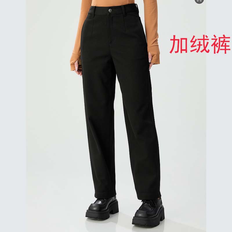 【商场同款】免熨直筒加绒裤高腰显瘦加厚磨毛休闲裤女冬季1100508