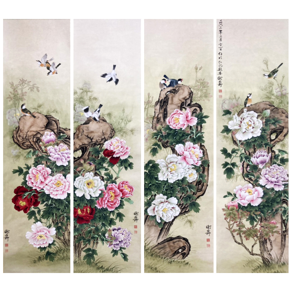 Lot18【富贵荣华】一物三证 130*32cm*4 15平方尺 立轴