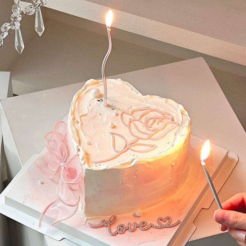 2025情人节心形烘焙蛋糕装饰2.14浪漫告白玫瑰花亚克力插牌装扮