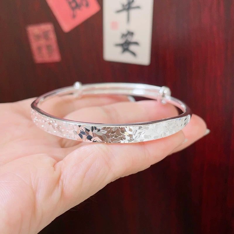 足银手镯 999【21】碎冰冰推拉手镯