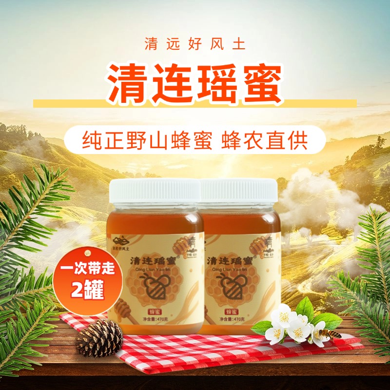 清连瑶蜜【2罐装】纯正深山土蜂蜜蜂场直供土蜂蜜百花蜜冲饮冲调
