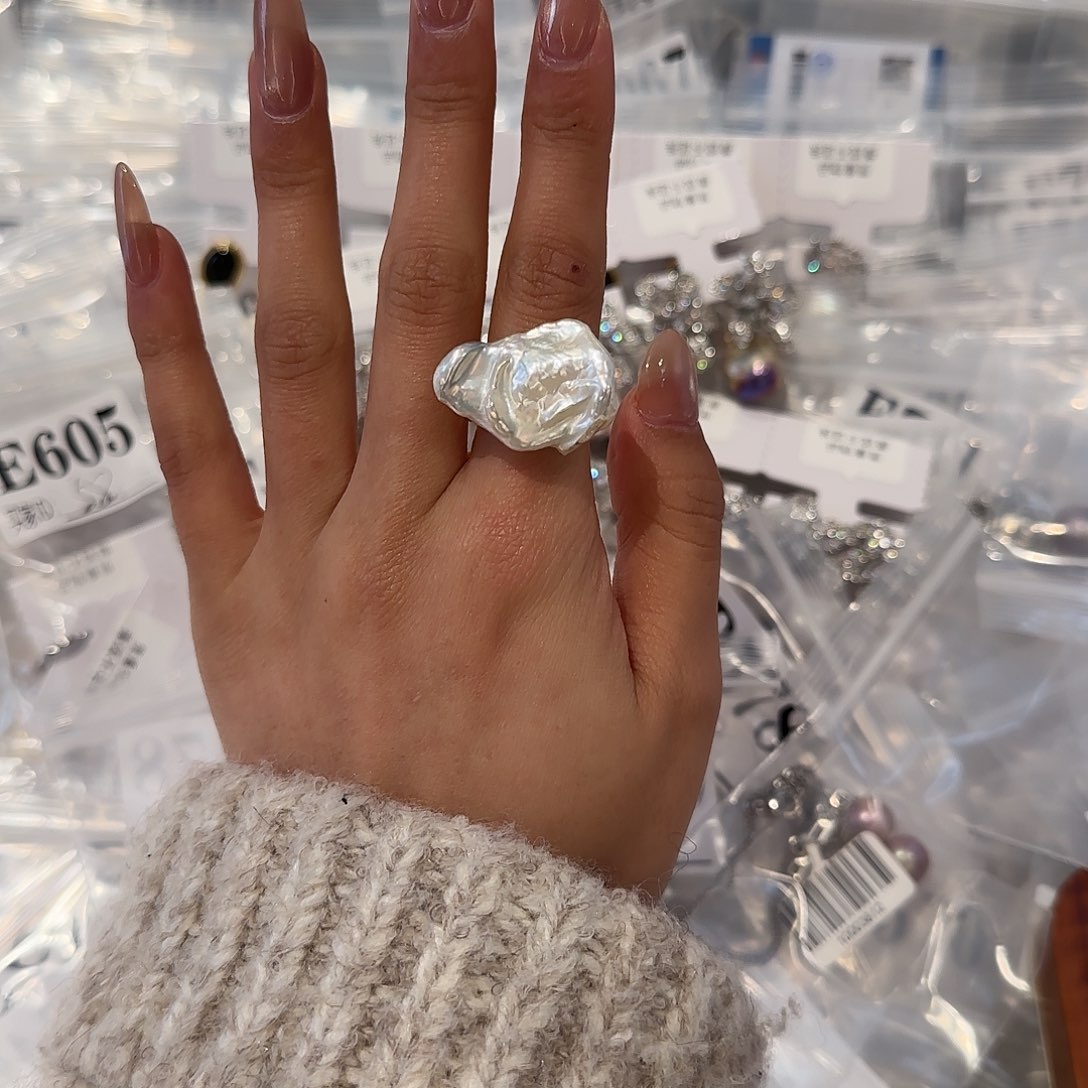 淡水珍珠戒指合金