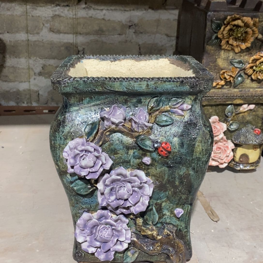 红陶青藤花器多肉花盆