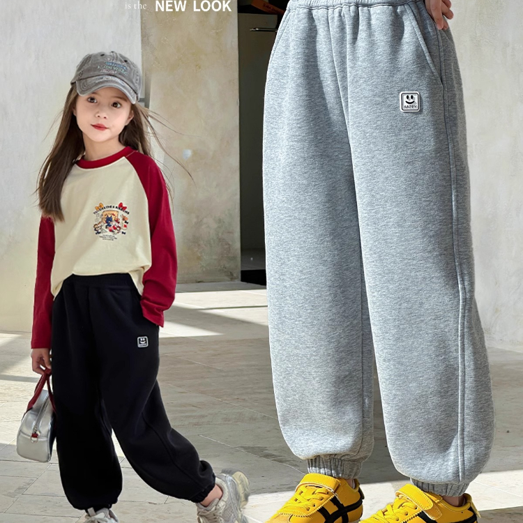 【亲肤舒适•时尚百搭束脚裤】儿童加绒卫裤新款男女童加厚休闲裤