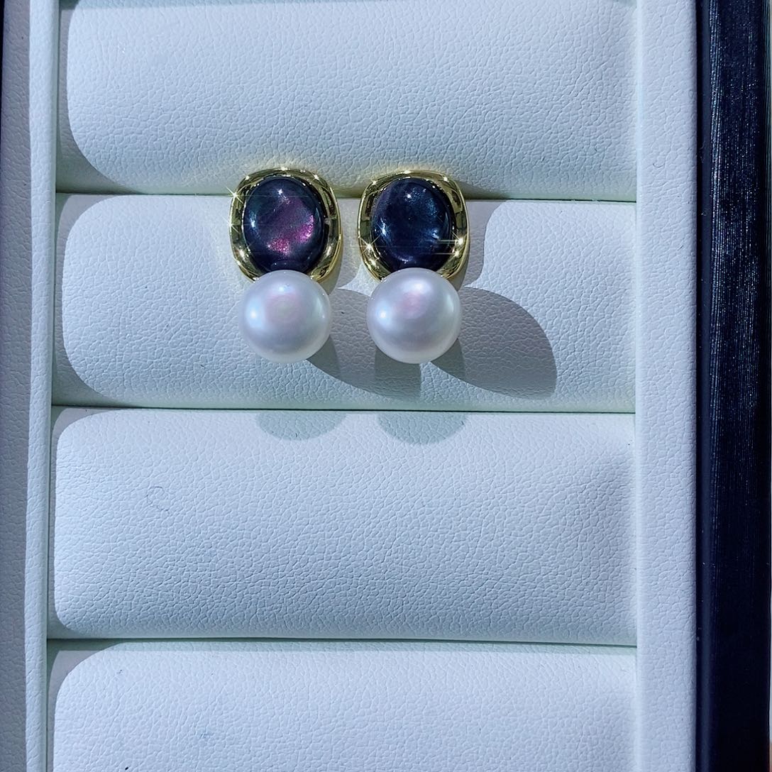 查罗石合金耳钉耳环