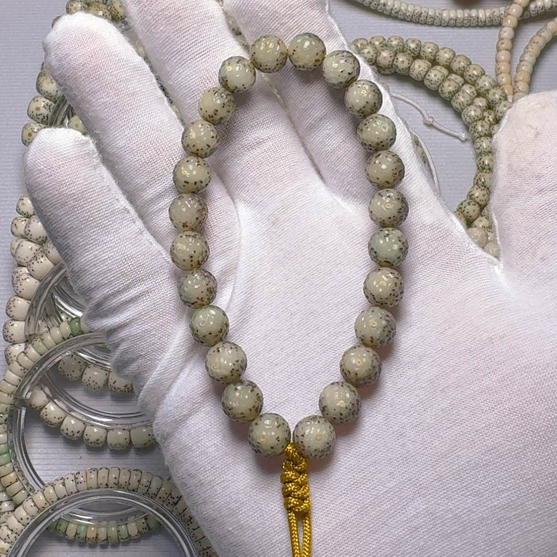 再***见星月菩提手串原生态石玉料糯冰手改龙鳞手持