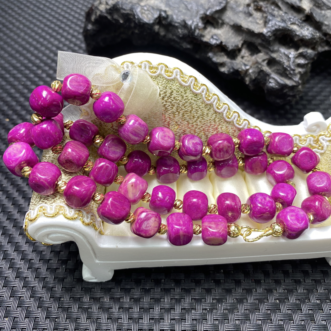 10mm樱花粉方糖原石精美项链-833