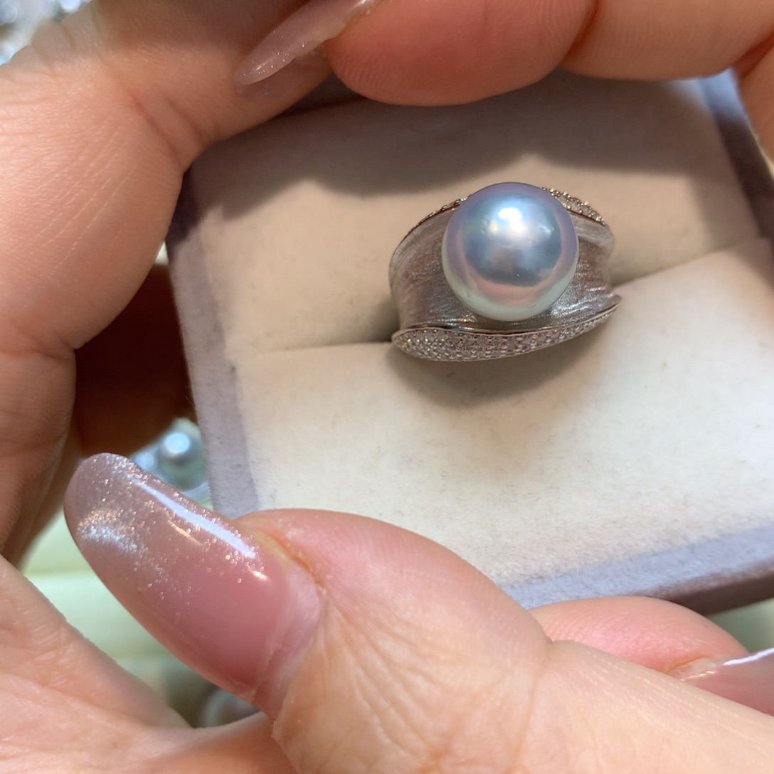 海水珍珠戒指银S925镶嵌