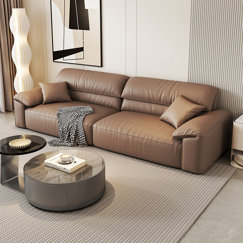 意式极简真皮沙发客厅轻奢现代简约高端直排头层牛皮沙发