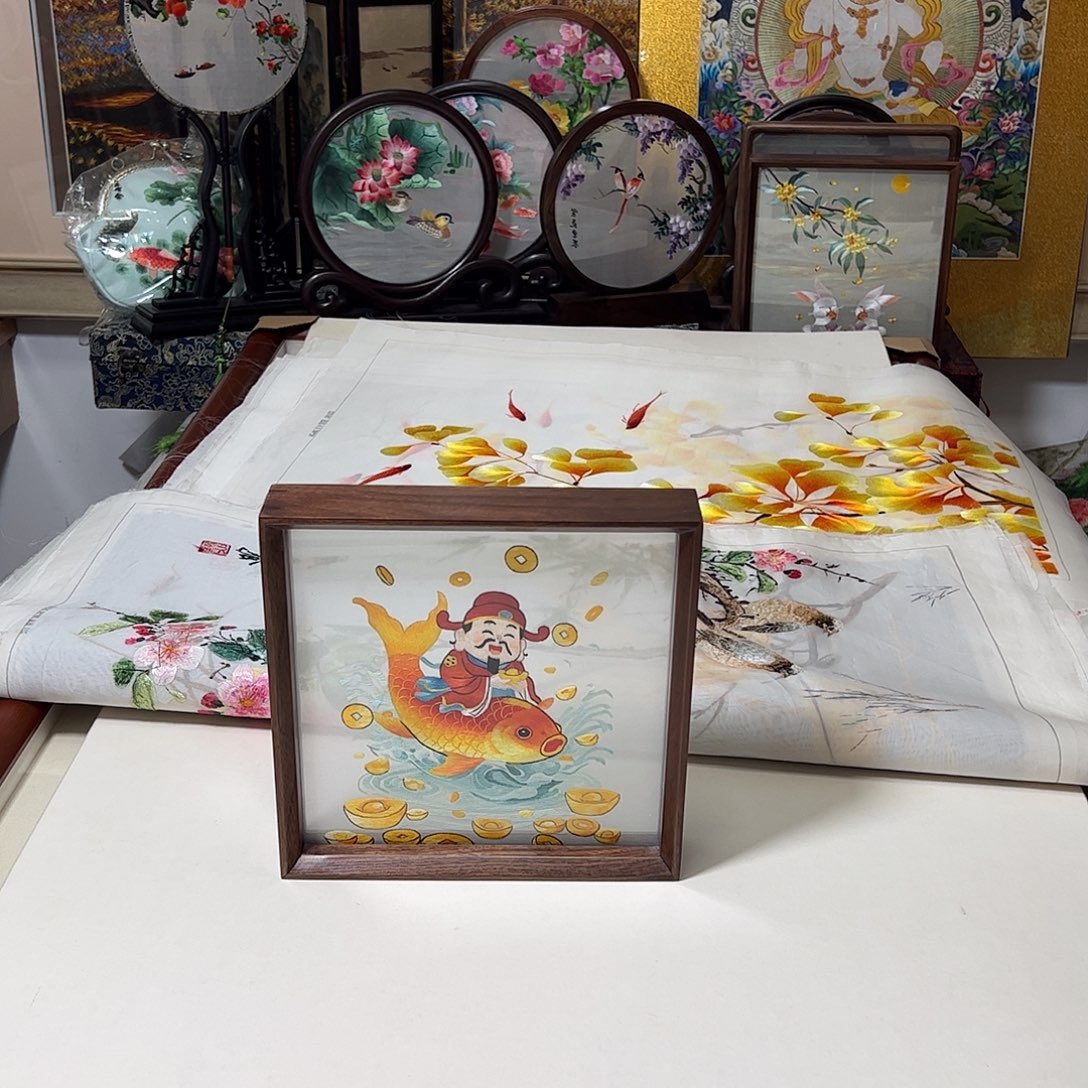 沫***、刺绣纯手工刺绣画