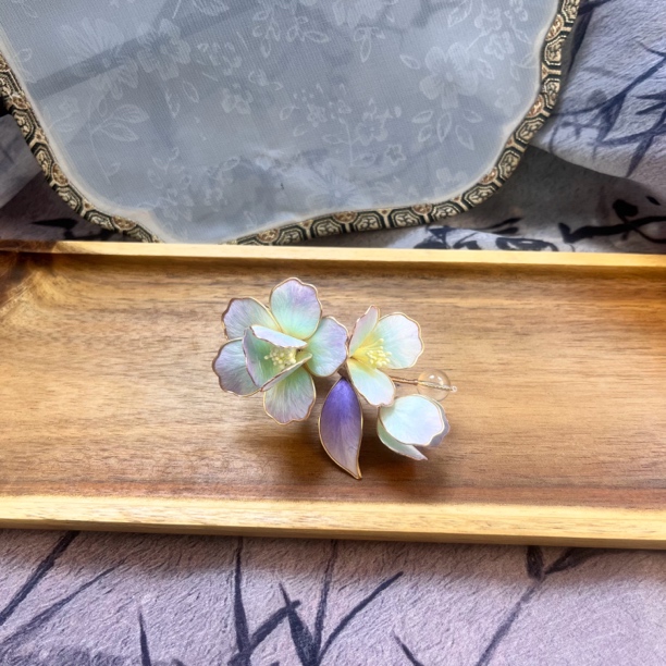 非遗绒花“幻彩”古风饰品汉服新中式发饰旗袍配饰