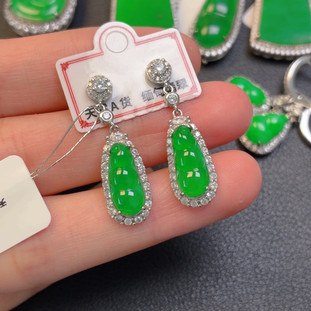 翡翠银S925镶嵌吊坠(不含链)耳坠