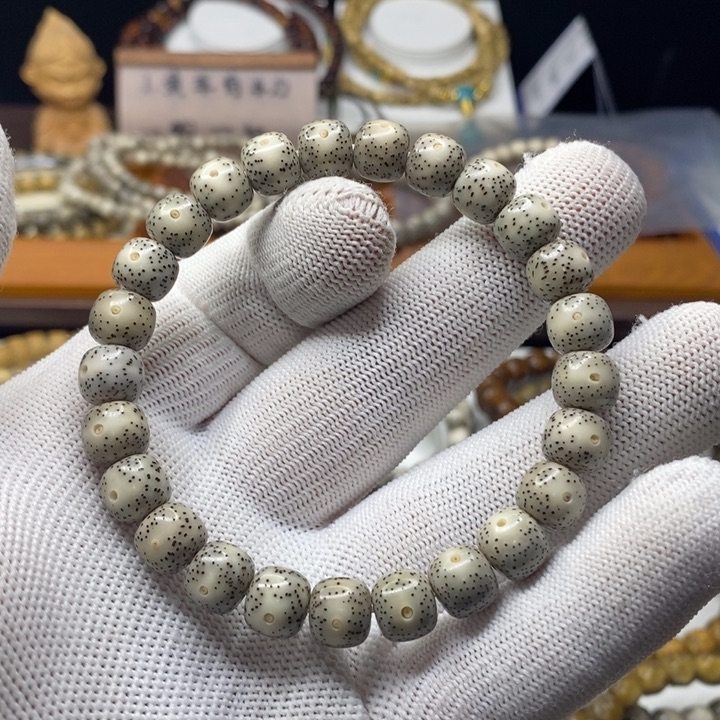 星月菩提手串星月菩提9x8糯冰奶奶灰