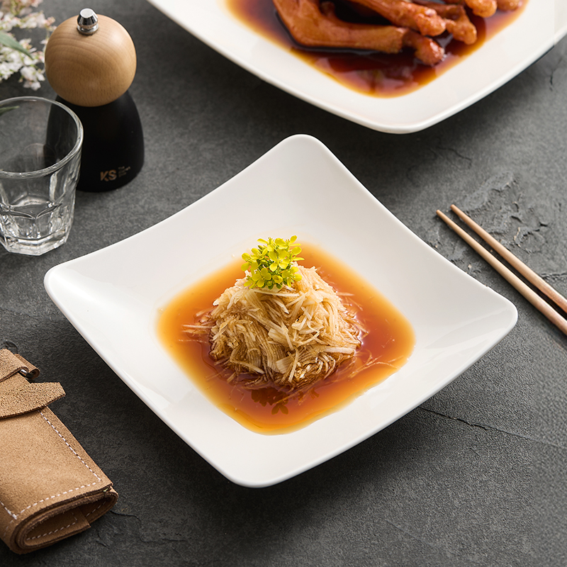 翘角正方盘高级感方盘家用高温中式餐具凉菜盘简约轻奢菜盘小吃盘