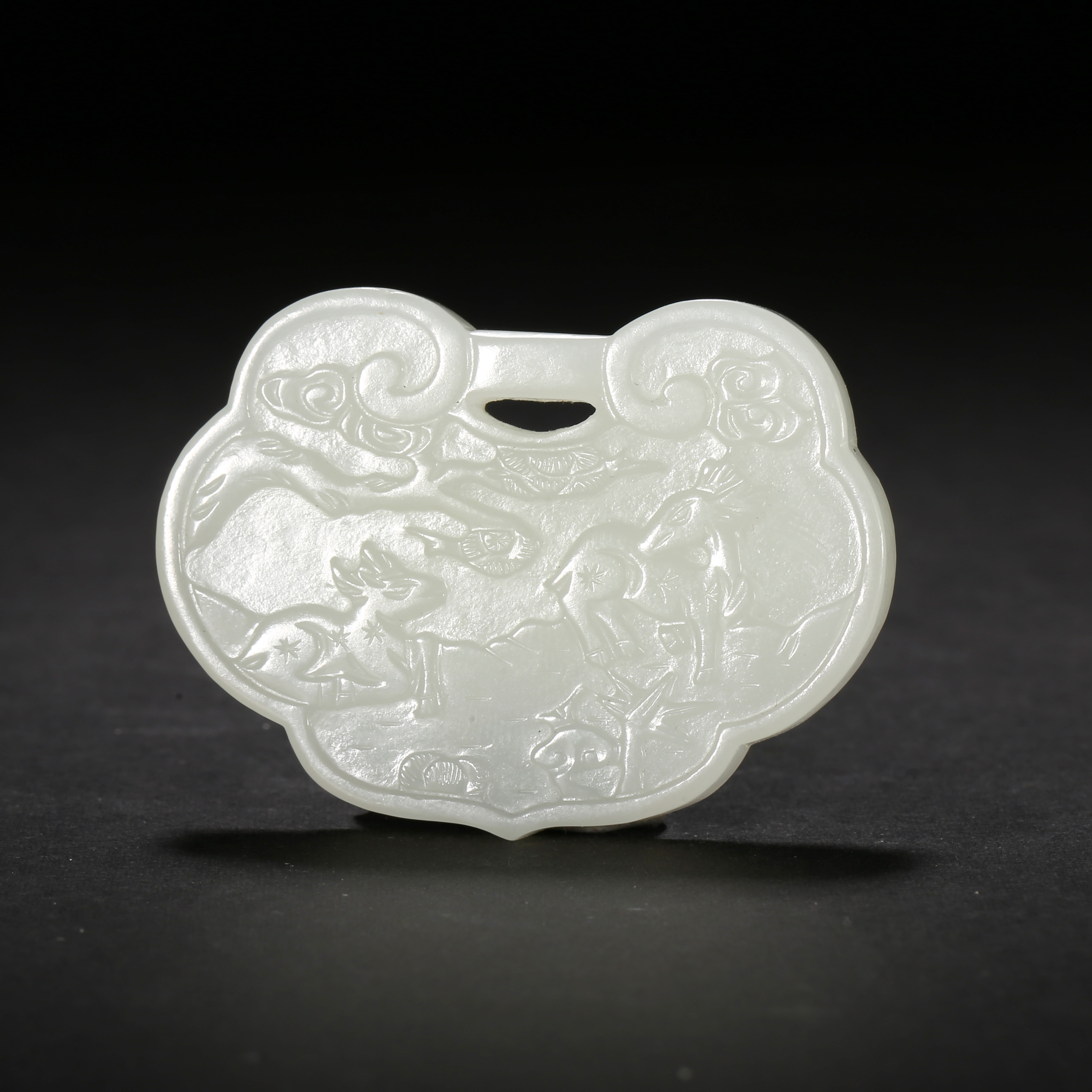 清代*福禄纹白玉锁佩/12LB5052/和田玉【北京文博】