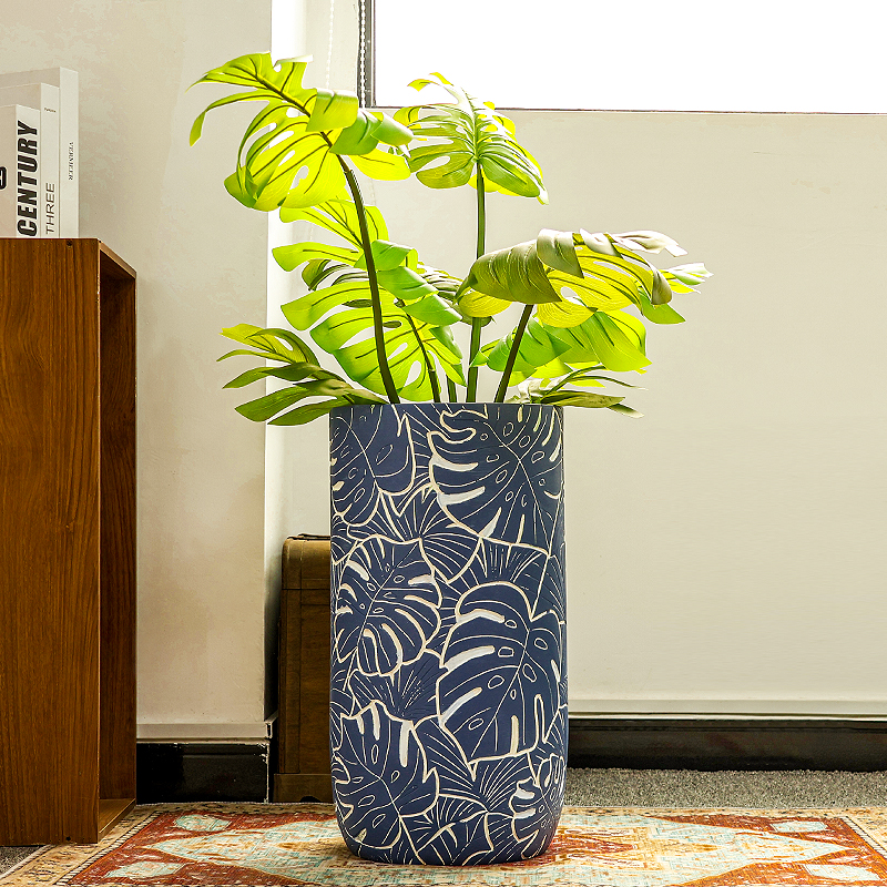 北欧简约镁泥花盆大口径耐用透气客厅阳台绿植创意软装