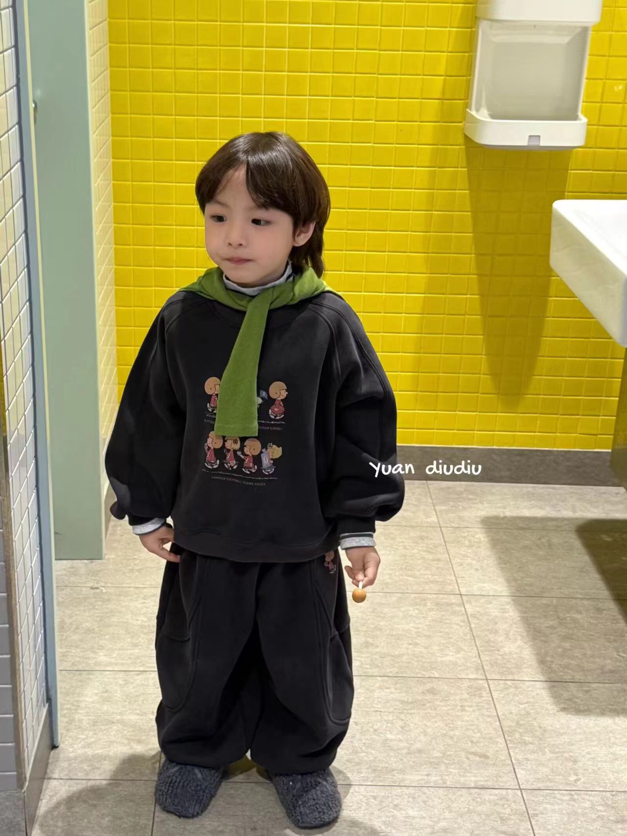 MISS 2025年秋冬男童卫衣外套加绒打底加厚外套