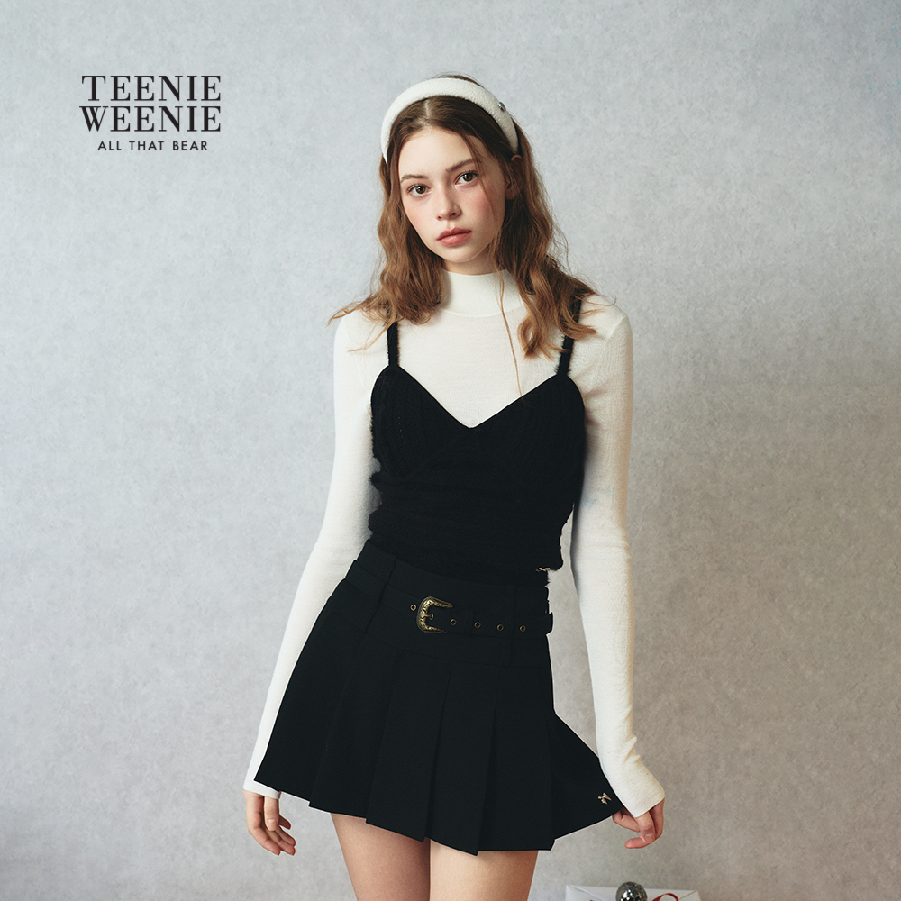 TEENIEWEENIE bearnova25冬季新款女羽毛纱吊带背心YTKN254CL1D