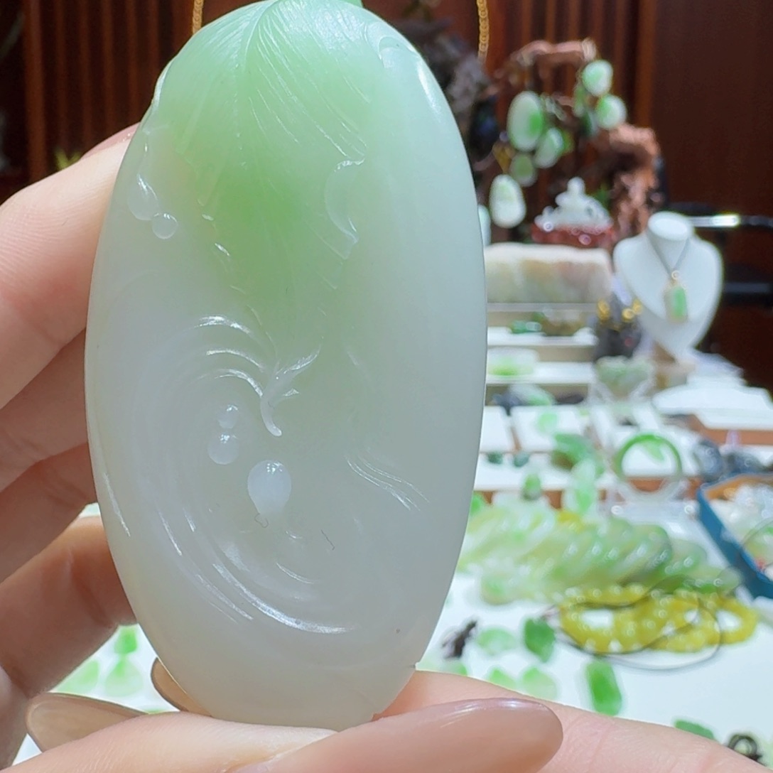 和田玉翠青大业有成未镶嵌