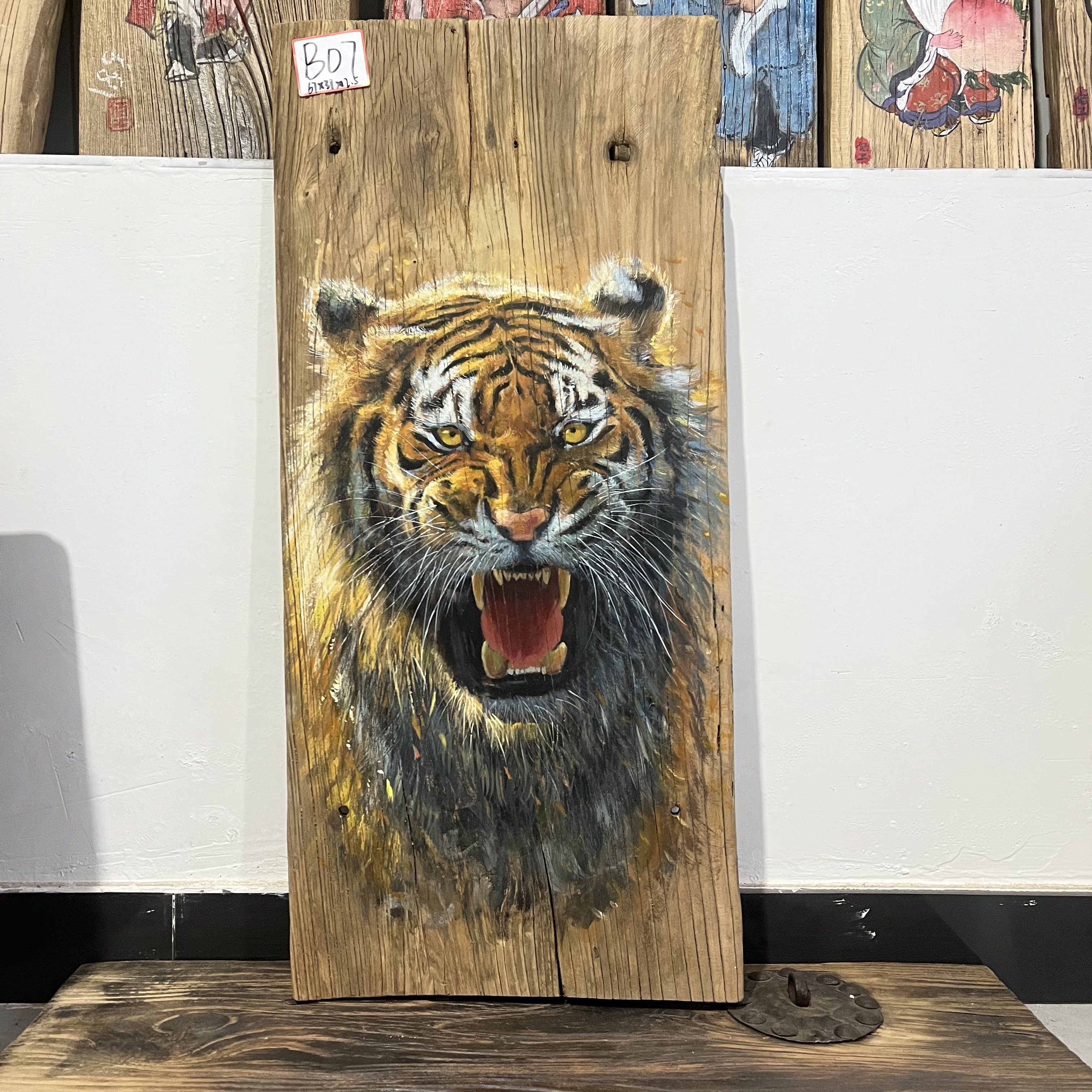 B动物系列老榆木门板画