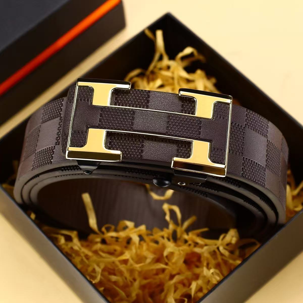 2025新款男士棋盘格自动扣腰带