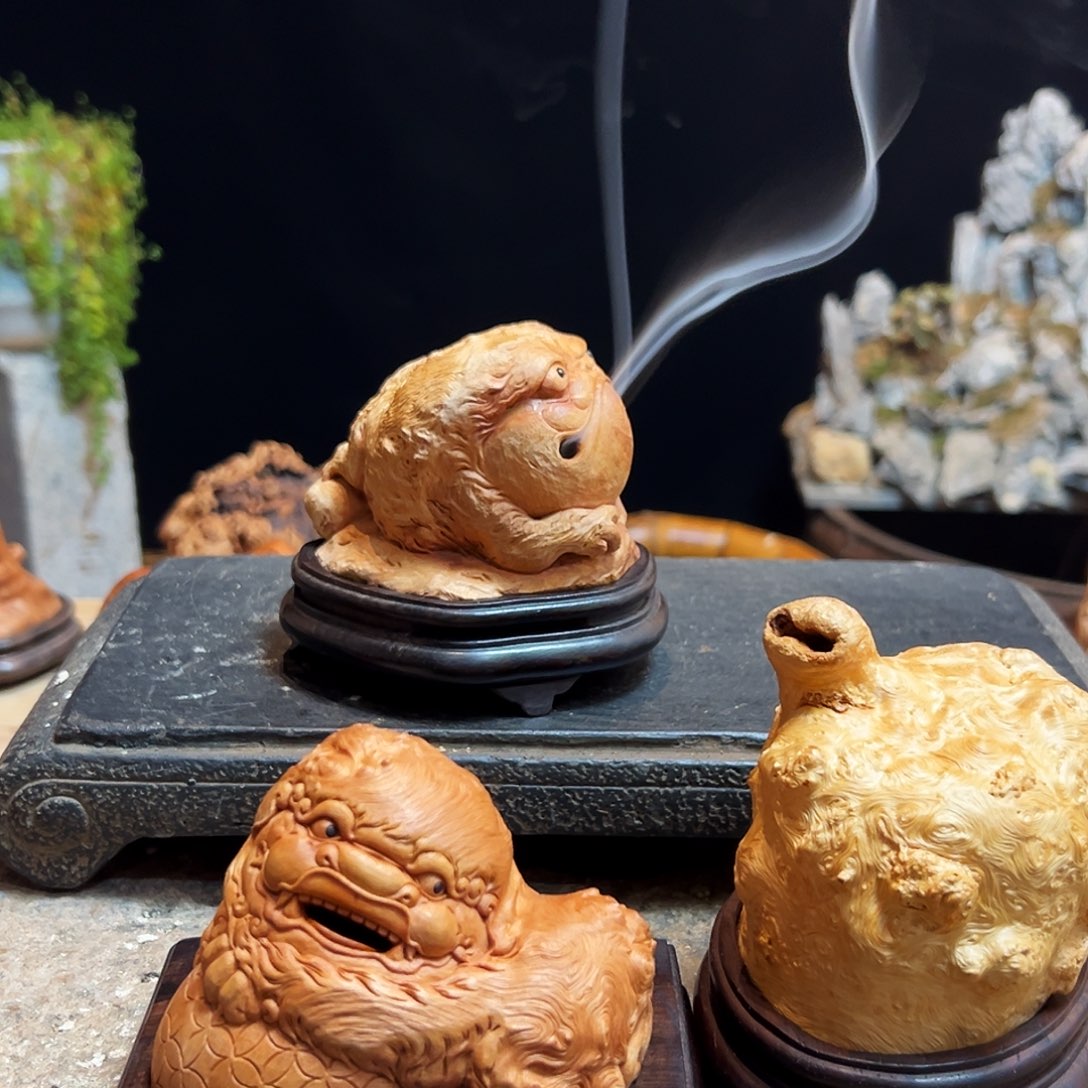 荔枝木红*轩金蟾熏香成品香炉
