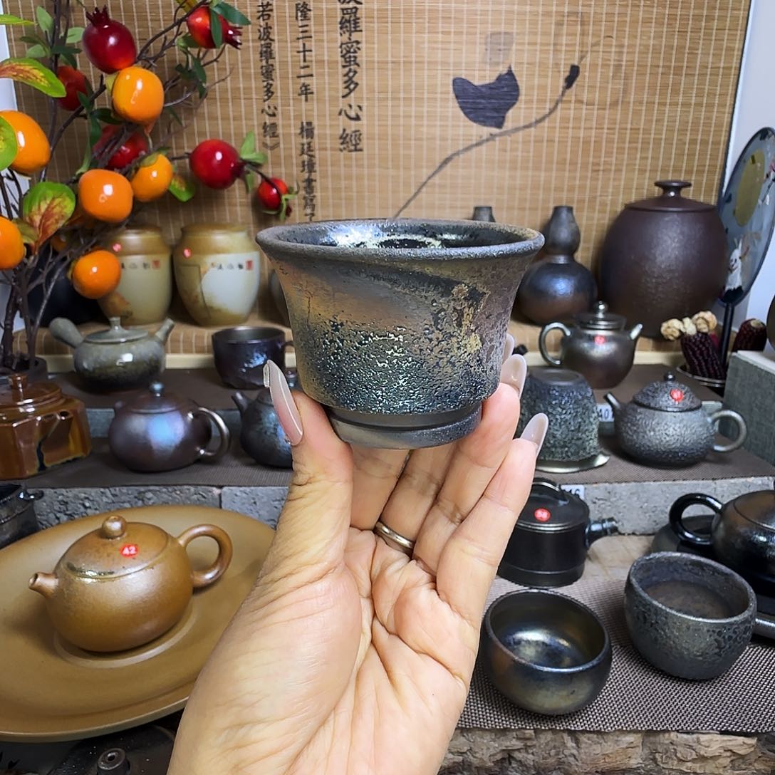 杯建水紫陶柴烧杯微瑕50cc