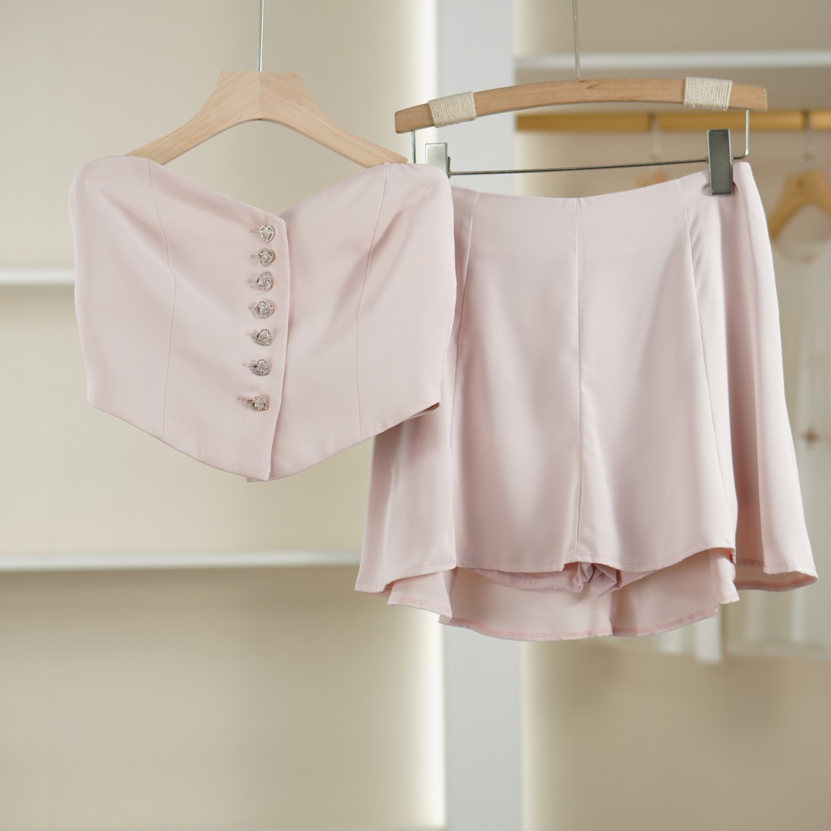 麦迪尚品【蒙M】5050173 夏季简约抹胸半裙套装品牌撤柜女装