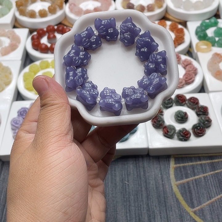 石英质玉（非洲翠）合金手串