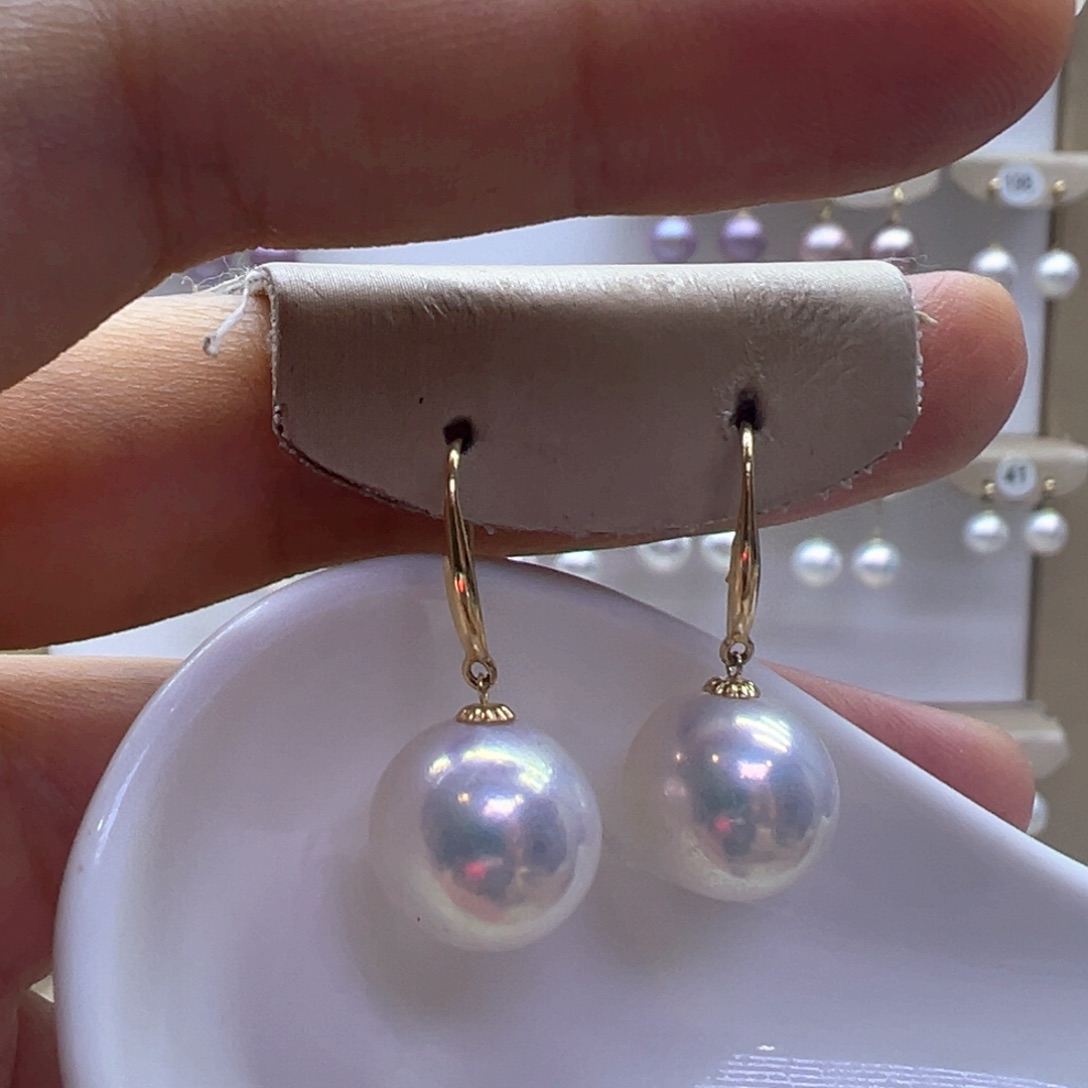 18K金镶嵌淡水珍珠耳饰