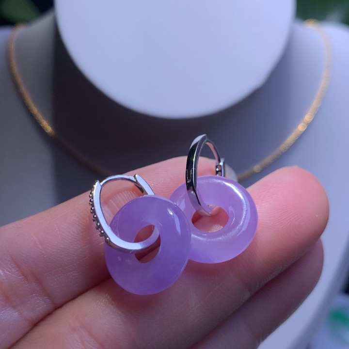 豆***丁冰紫甜甜圈耳包一对