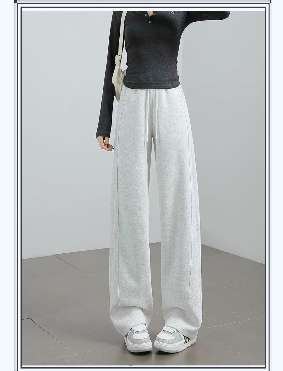 灰色弯刀运动裤女2025年春季女装新款垂感休闲梧桐卫裤阔腿香蕉裤