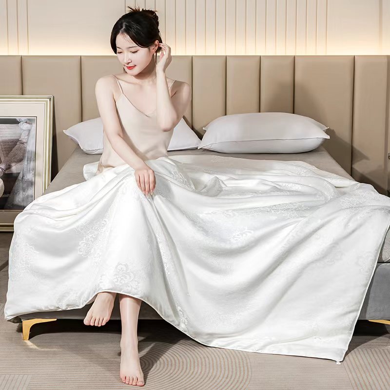 【庭妍玥舍】贡缎条纹提花蚕丝子母被