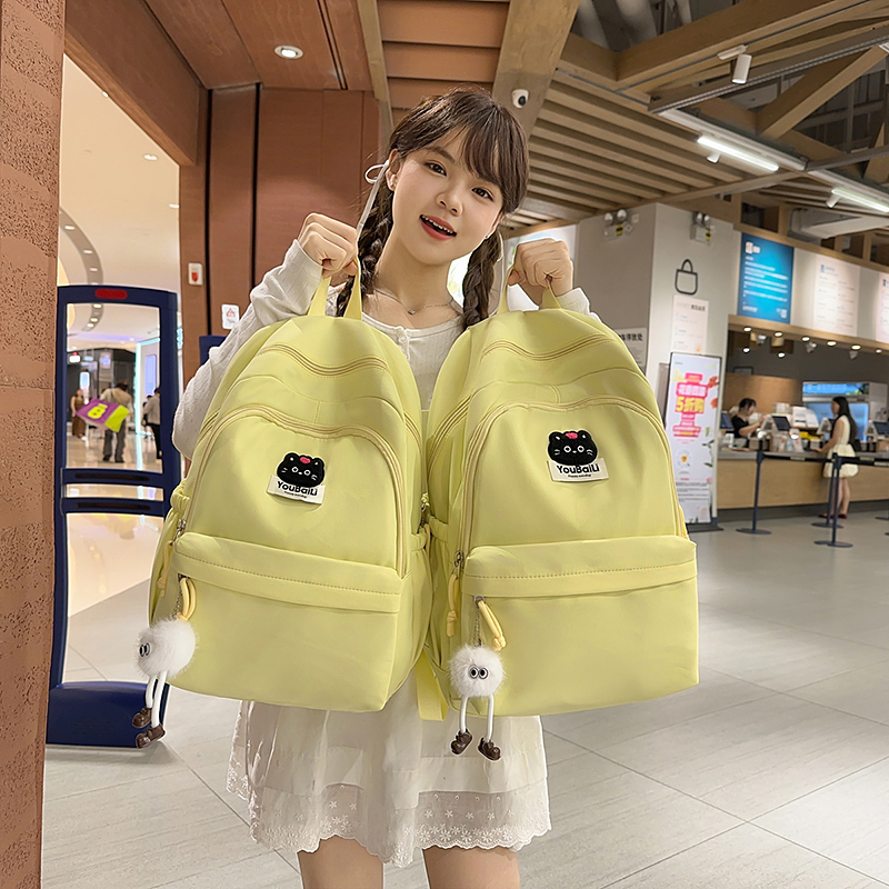 透气纯色学院风初中生高中生青春校园双肩包大学生轻便书包日系