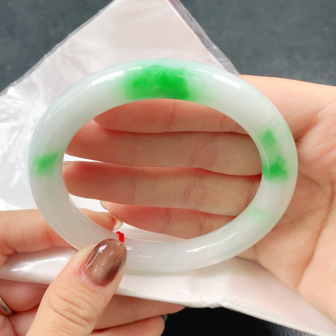 翡翠未镶嵌手镯61圈圆条71762