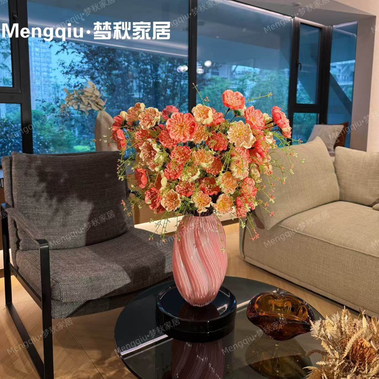 仿真粉蝶仿真假花客厅餐桌摆件装饰品插花装饰玄关好SD